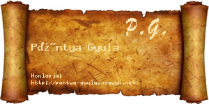 Pántya Gyula névjegykártya