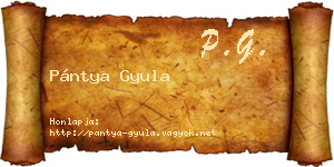 Pántya Gyula névjegykártya